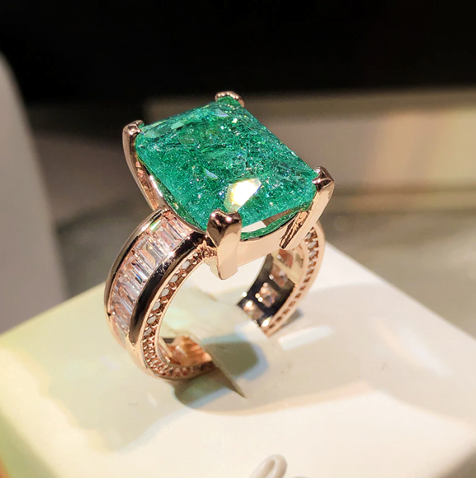 10.50 Carat African Emerald Ring with Pear Shaped Side Diamonds – María  José Jewelry